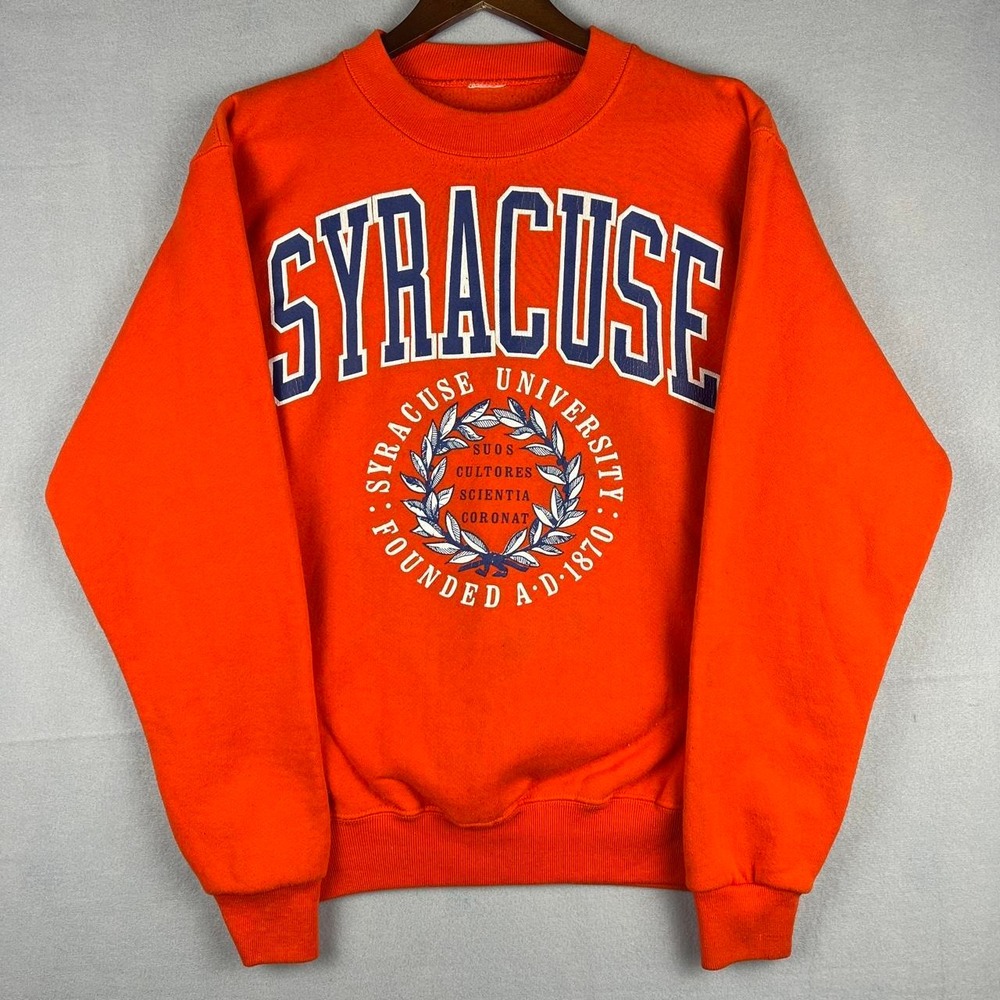 Vintage Syracuse University Spell Out Orange Collegiate Crewneck 90s